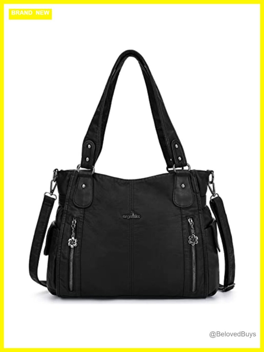 Washed Vegan Leather Hobo Shoulder Bag Top-Handle Satchel